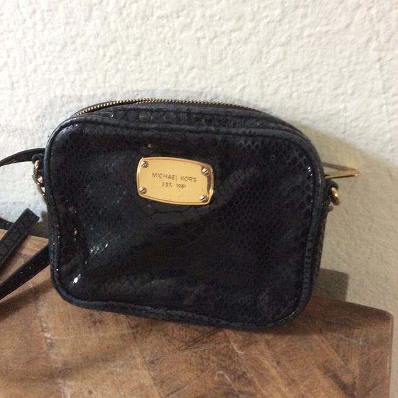 Michael Kors Handbags - Michael Kors Black Croc Mini Crossbody Bag